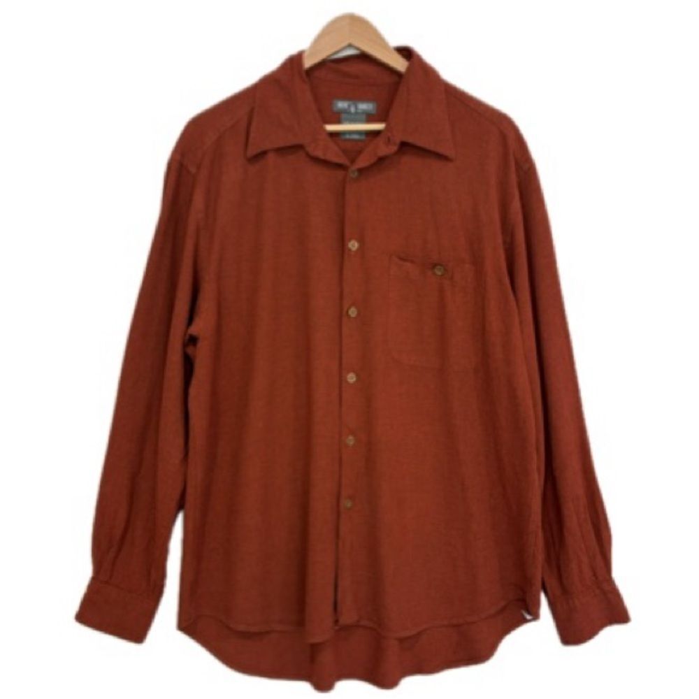 Mondo Di Marco Long Sleeve Button Down Shirt Mens Size XL Rust Made in Italy